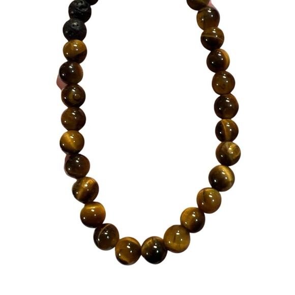 Tiger Eye Natural Stone Essential Diffuser Stretch Bracelet Lava Rock - Picture 2 of 3